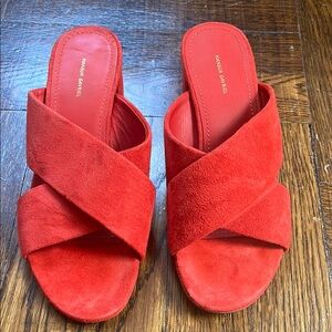 Red Suede Heel Sandals